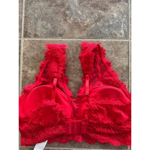 Aerie Eyelash Lace Plunge Bralette Chilly Red Size Small - Picture 11 of 12